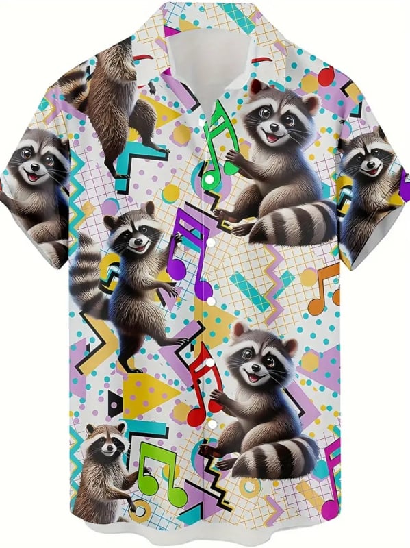 Vyriniai 3D spausdinti marškiniai su gyvūnų grafine spauda (beždžionė, elnias, katė), trumpomis rankovėmis, laisvas kirpimas