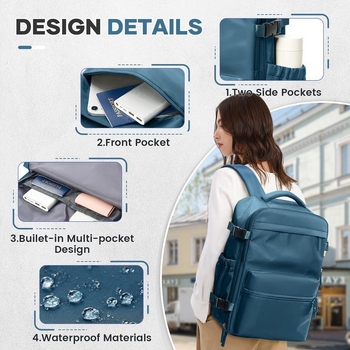 Вакуум раница за пътуване с PU материал и включена вакуум компресионна чанта, стил за зряла дама