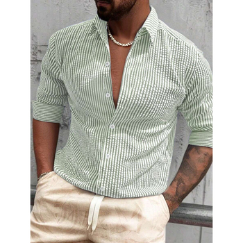 Marškiniai, siauras kirpimas, platus kampas apykaklė, 7/10 rankovė, lina su keturių krypčių elastumu