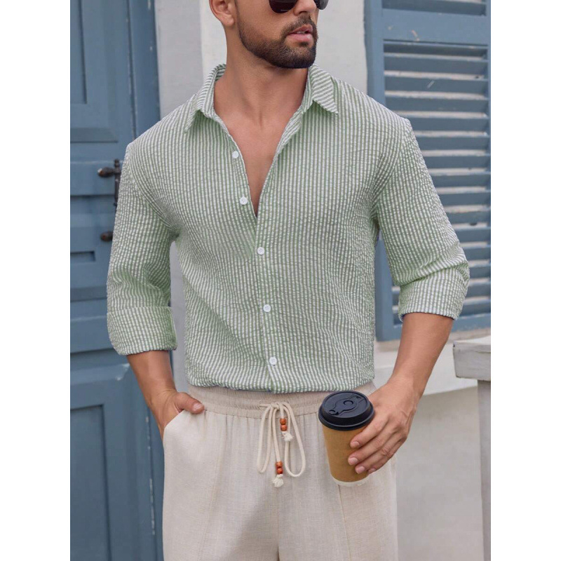 Marškiniai, siauras kirpimas, platus kampas apykaklė, 7/10 rankovė, lina su keturių krypčių elastumu