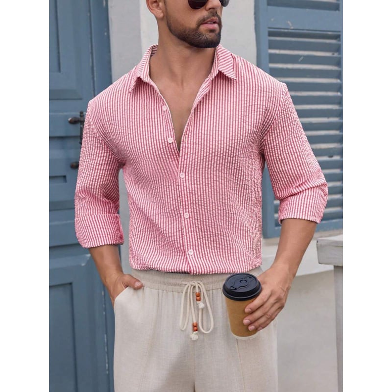 Marškiniai, siauras kirpimas, platus kampas apykaklė, 7/10 rankovė, lina su keturių krypčių elastumu