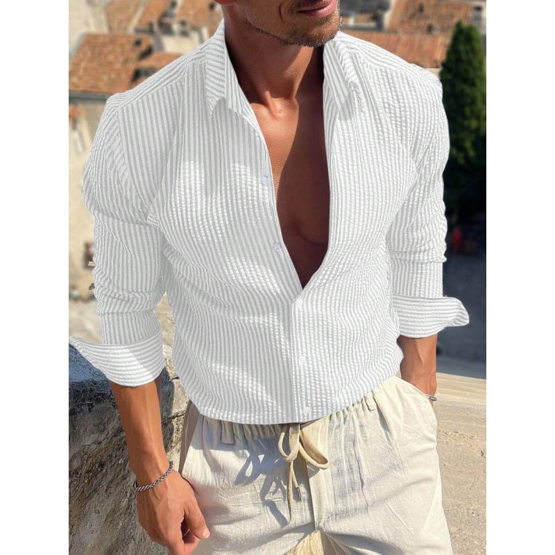 Marškiniai, siauras kirpimas, platus kampas apykaklė, 7/10 rankovė, lina su keturių krypčių elastumu