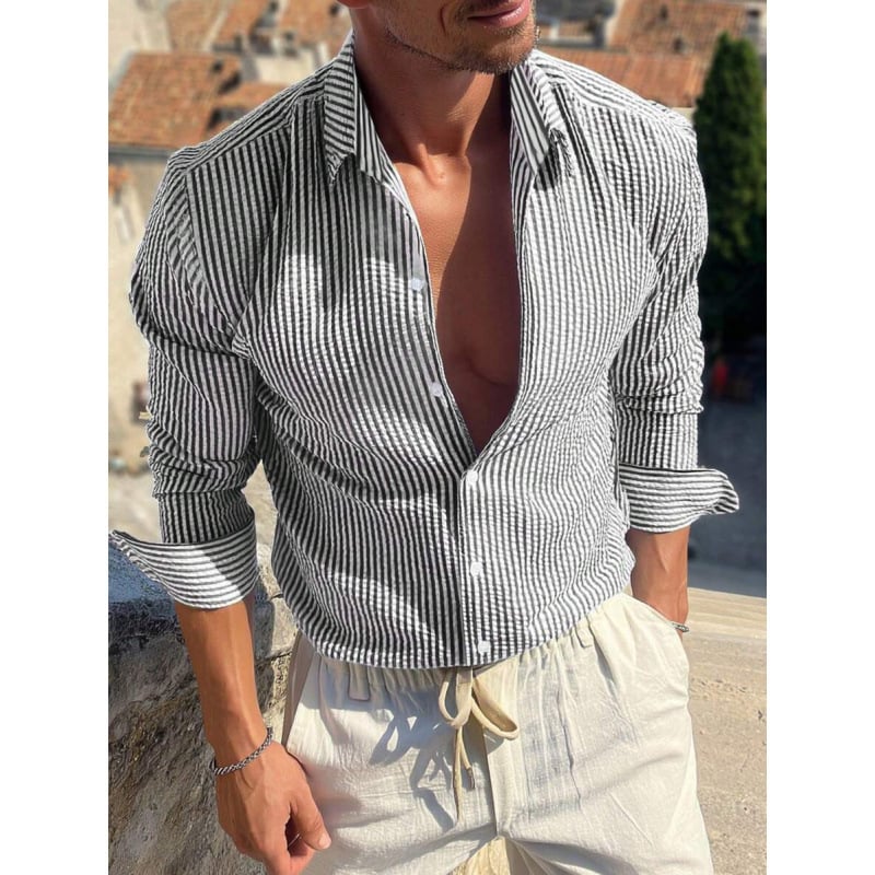 Marškiniai, siauras kirpimas, platus kampas apykaklė, 7/10 rankovė, lina su keturių krypčių elastumu