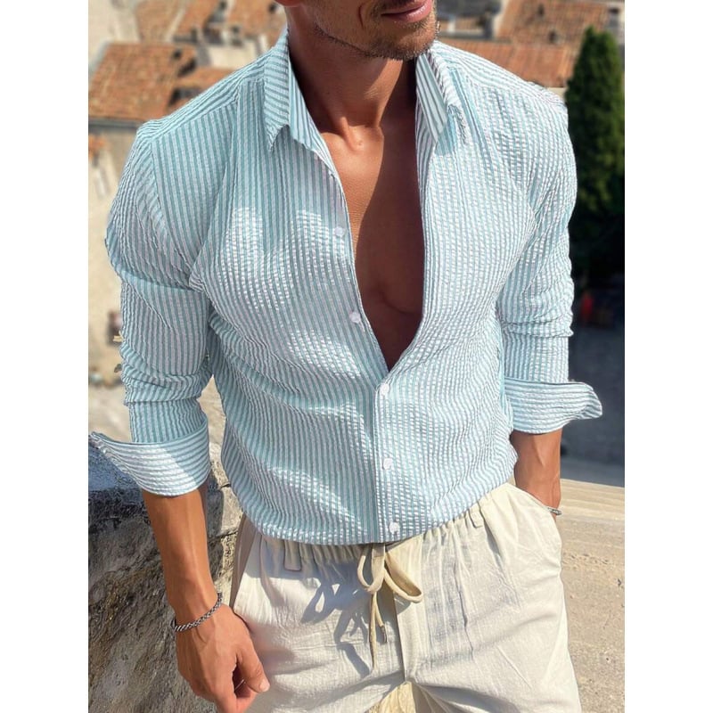 Marškiniai, siauras kirpimas, platus kampas apykaklė, 7/10 rankovė, lina su keturių krypčių elastumu