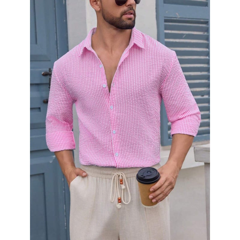 Marškiniai, siauras kirpimas, platus kampas apykaklė, 7/10 rankovė, lina su keturių krypčių elastumu