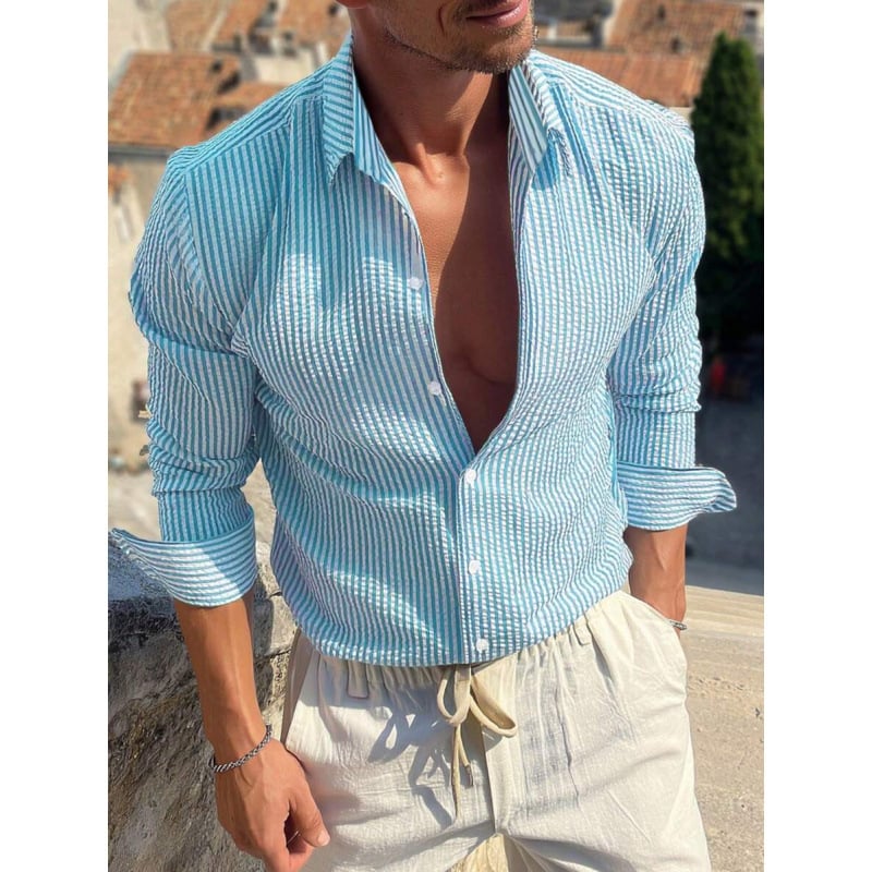 Marškiniai, siauras kirpimas, platus kampas apykaklė, 7/10 rankovė, lina su keturių krypčių elastumu