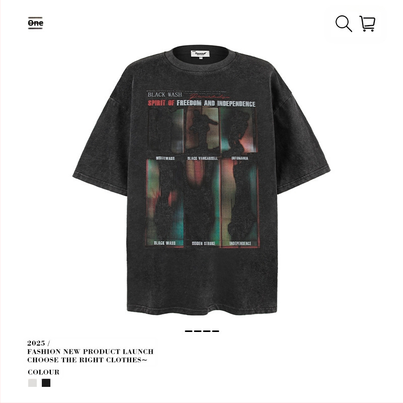 Vintage udobna muška majica, ulični stil, okrugli izrez, kratke rukave, mercerisirana pamuk 96%+