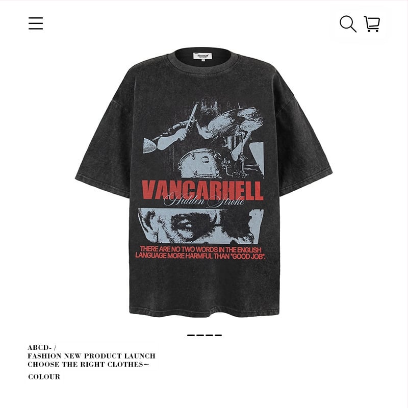 Vintage udobna muška majica, ulični stil, okrugli izrez, kratke rukave, mercerisirana pamuk 96%+