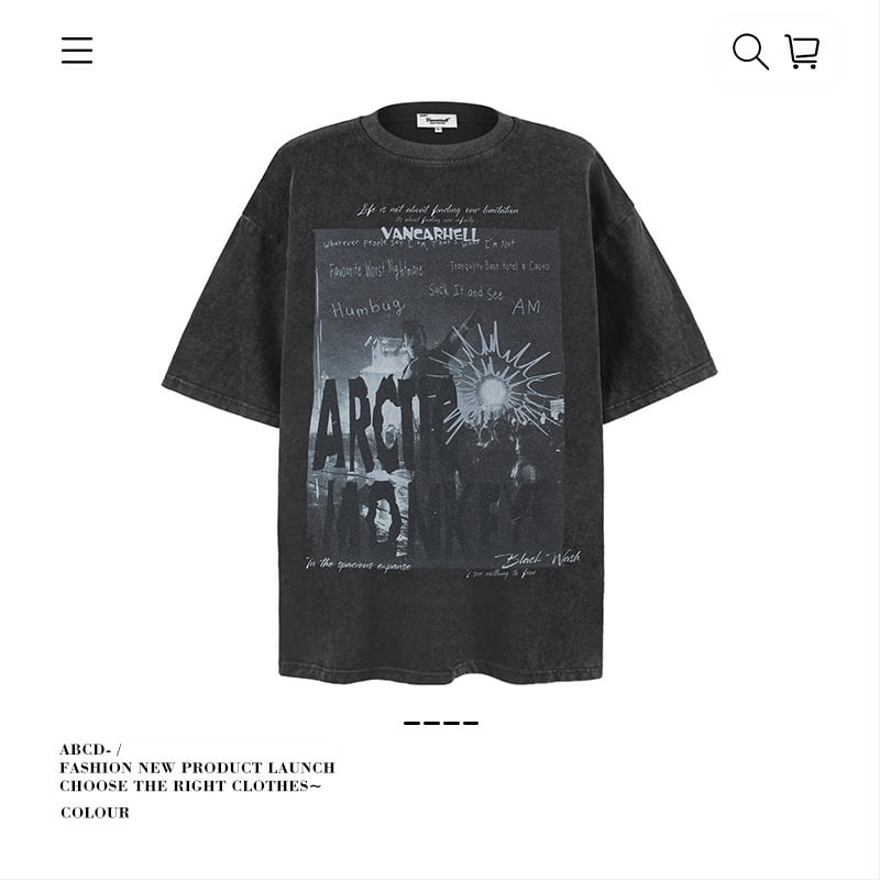 Vintage udobna muška majica, ulični stil, okrugli izrez, kratke rukave, mercerisirana pamuk 96%+