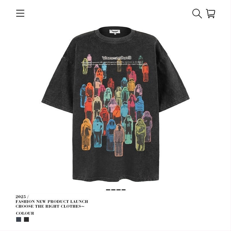 Vintage udobna muška majica, ulični stil, okrugli izrez, kratke rukave, mercerisirana pamuk 96%+