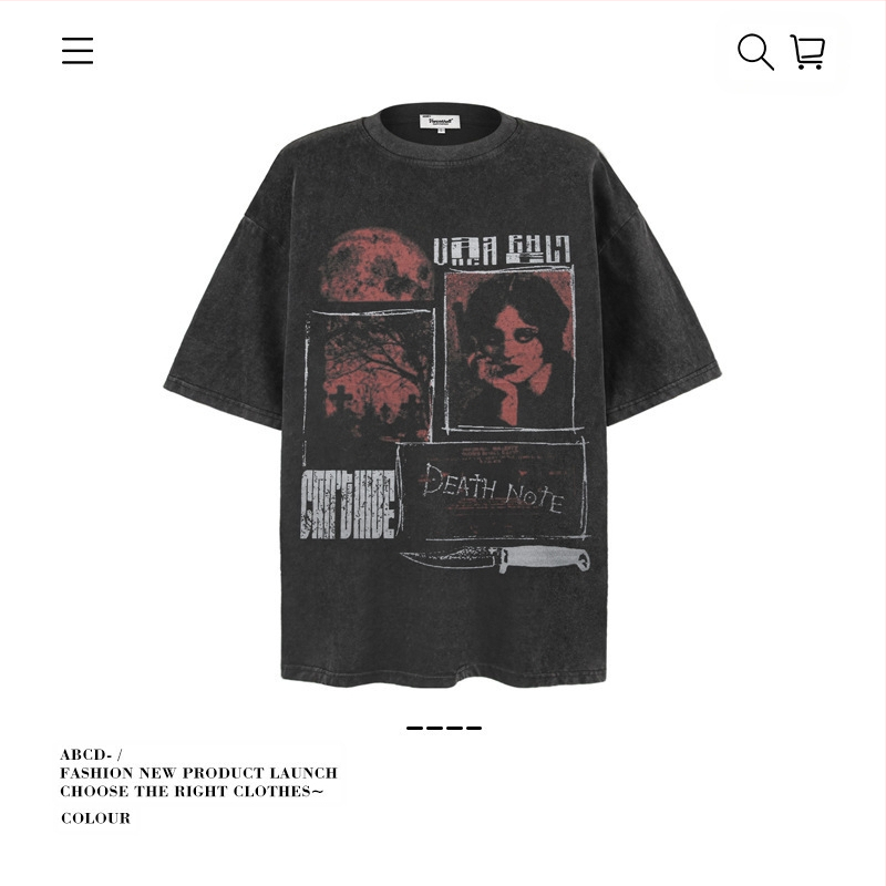 Vintage udobna muška majica, ulični stil, okrugli izrez, kratke rukave, mercerisirana pamuk 96%+