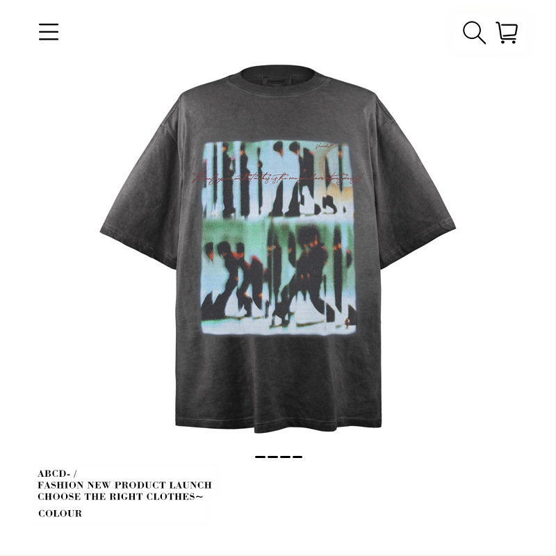 Vintage udobna muška majica, ulični stil, okrugli izrez, kratke rukave, mercerisirana pamuk 96%+