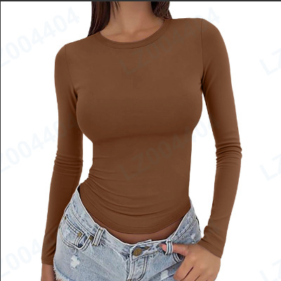 Cămașă cu croială slim, guler rotund, mâneci lungi, model cu blocuri, lungime medie, amestec vinilon-spandex