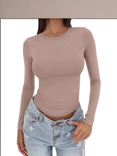 Cămașă cu croială slim, guler rotund, mâneci lungi, model cu blocuri, lungime medie, amestec vinilon-spandex