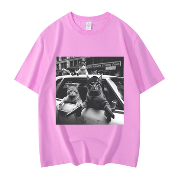 Majica s grafikom mačke, kratki rukav, okrugli izrez, 95% pamuk, toplinski prijenos otiska