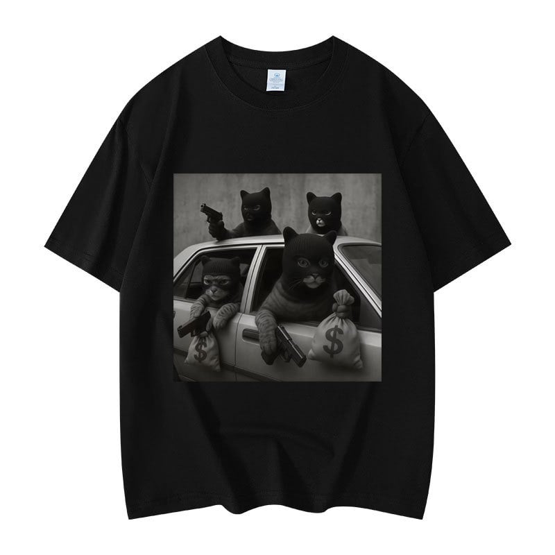 Majica s grafikom mačke, kratki rukav, okrugli izrez, 95% pamuk, toplinski prijenos otiska