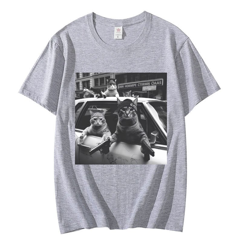 Majica s grafikom mačke, kratki rukav, okrugli izrez, 95% pamuk, toplinski prijenos otiska