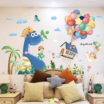 Sienas uzlīme bērnu istabai — karikatūras motīvs, PVC materiāls, ūdensizturīgs, 1 gab., plakans dizains