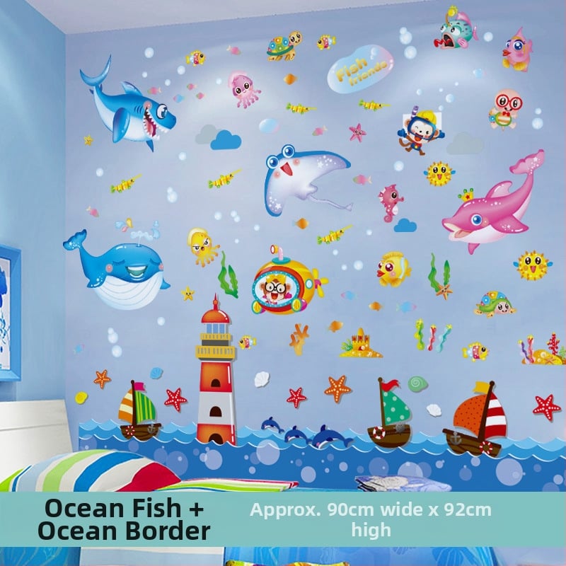 Sienas uzlīme bērnu istabai — karikatūras motīvs, PVC materiāls, ūdensizturīgs, 1 gab., plakans dizains