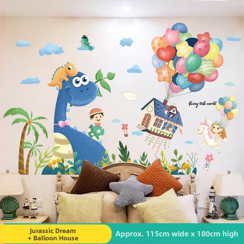 Sienas uzlīme bērnu istabai — karikatūras motīvs, PVC materiāls, ūdensizturīgs, 1 gab., plakans dizains