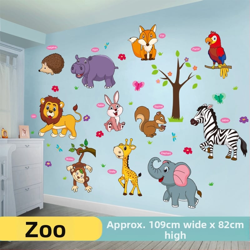 Sienas uzlīme bērnu istabai — karikatūras motīvs, PVC materiāls, ūdensizturīgs, 1 gab., plakans dizains