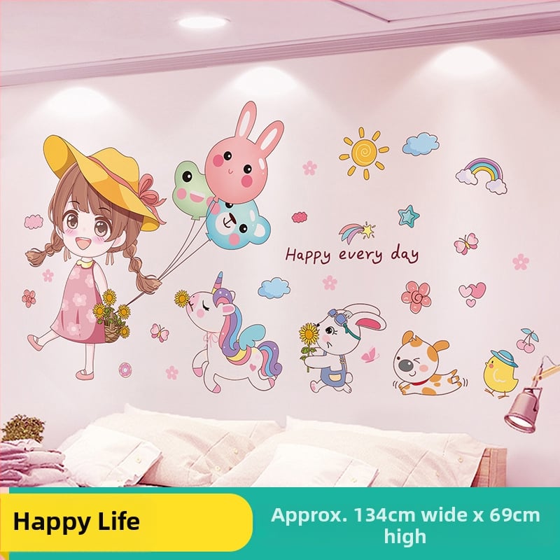 Sienas uzlīme bērnu istabai — karikatūras motīvs, PVC materiāls, ūdensizturīgs, 1 gab., plakans dizains