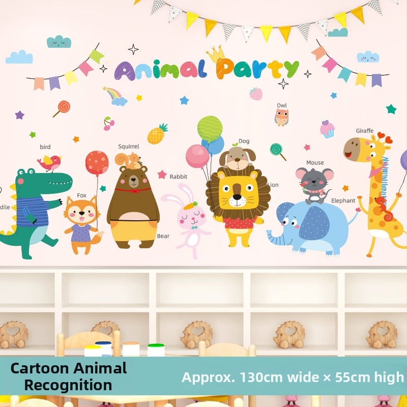 Sienas uzlīme bērnu istabai — karikatūras motīvs, PVC materiāls, ūdensizturīgs, 1 gab., plakans dizains