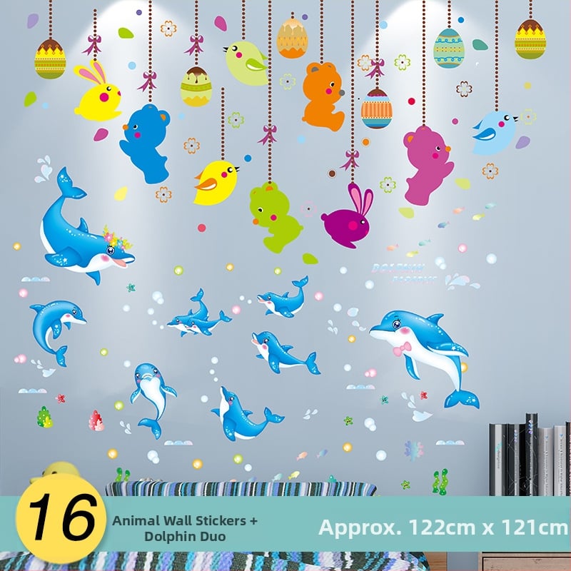 Sienas uzlīme bērnu istabai — karikatūras motīvs, PVC materiāls, ūdensizturīgs, 1 gab., plakans dizains