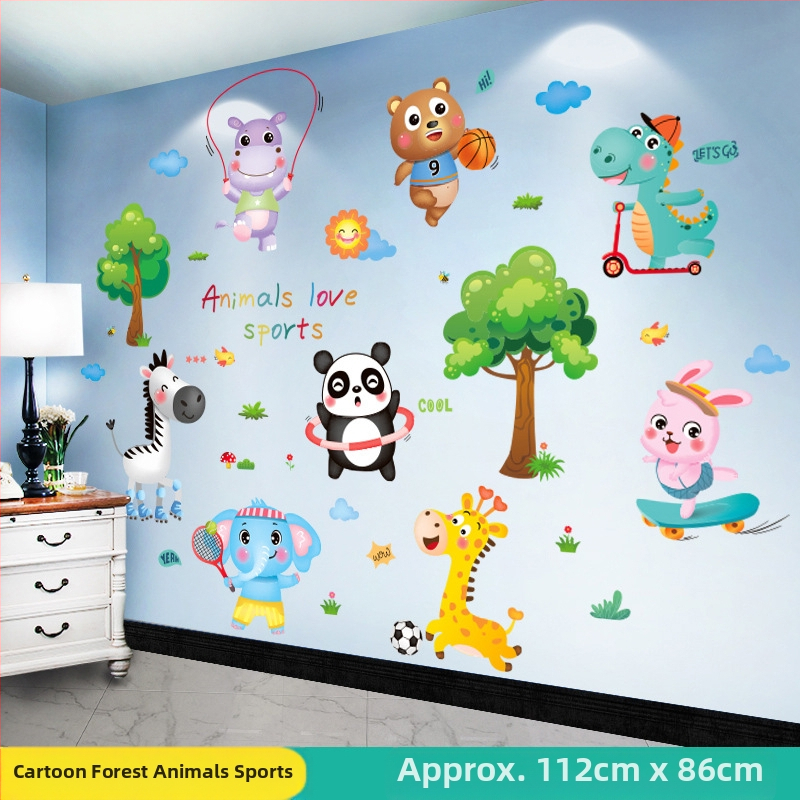 Sienas uzlīme bērnu istabai — karikatūras motīvs, PVC materiāls, ūdensizturīgs, 1 gab., plakans dizains