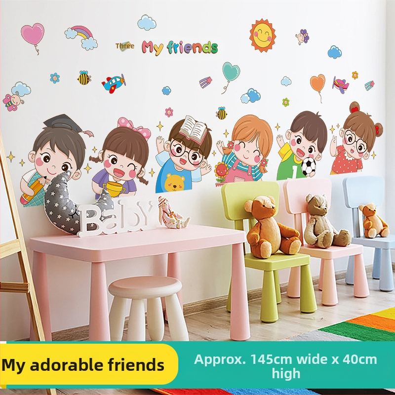 Sienas uzlīme bērnu istabai — karikatūras motīvs, PVC materiāls, ūdensizturīgs, 1 gab., plakans dizains