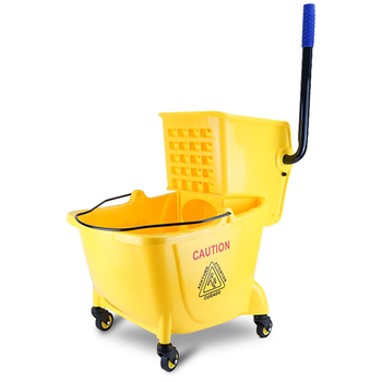 Кофа за моп с въртящ се изцеждащ механизъм; памучна нишка за моп; пластмасова пръчка за моп; изцеждане 80–90%; товароподемност под 10 кг