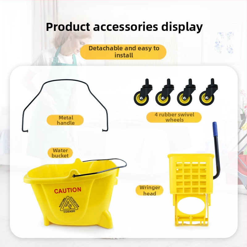Kôš na mop s otočným lisom; mop z bavlnenej priadze; plastová tyč na mop; sušenie 80–90%; nosnosť pod 10 kg