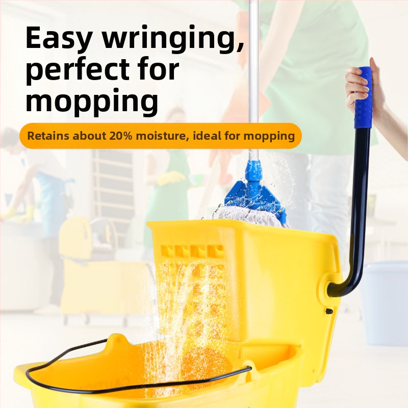 Kôš na mop s otočným lisom; mop z bavlnenej priadze; plastová tyč na mop; sušenie 80–90%; nosnosť pod 10 kg