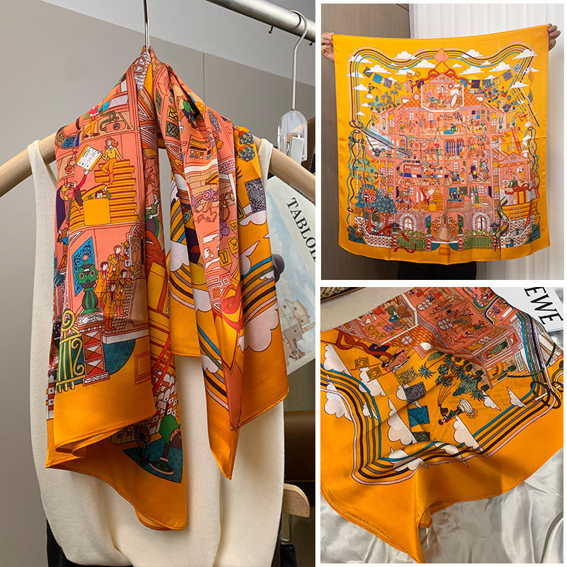 Mulberry Silk квадратен шал – твил, печат, лято 2024