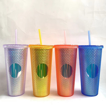 Durian šalica, dvostruko slojevita plastična čaša sa slamkom, ekološka