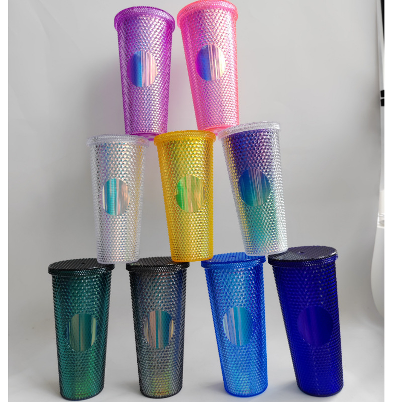 Durian šalica, dvostruko slojevita plastična čaša sa slamkom, ekološka