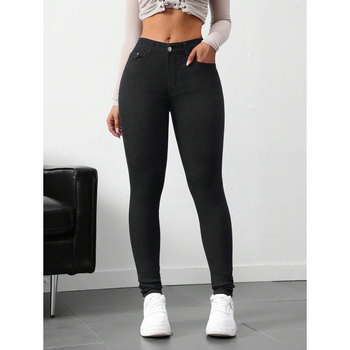 Džinsi ar augstu vidukli, izskalots džins, taisna piegriezuma, fleece odere, aizdare ar auklu