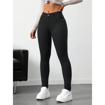 Džinsi ar augstu vidukli, izskalots džins, taisna piegriezuma, fleece odere, aizdare ar auklu