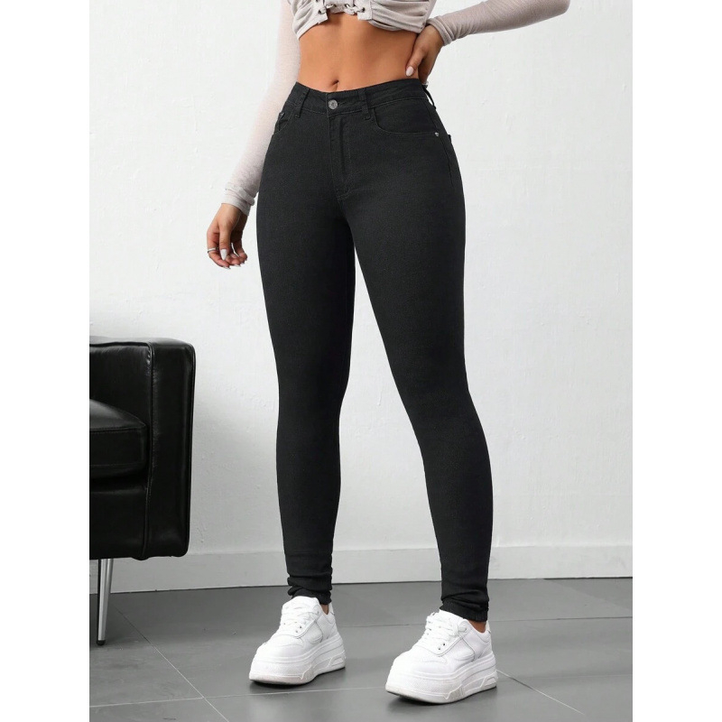 Džinsi ar augstu vidukli, izskalots džins, taisna piegriezuma, fleece odere, aizdare ar auklu