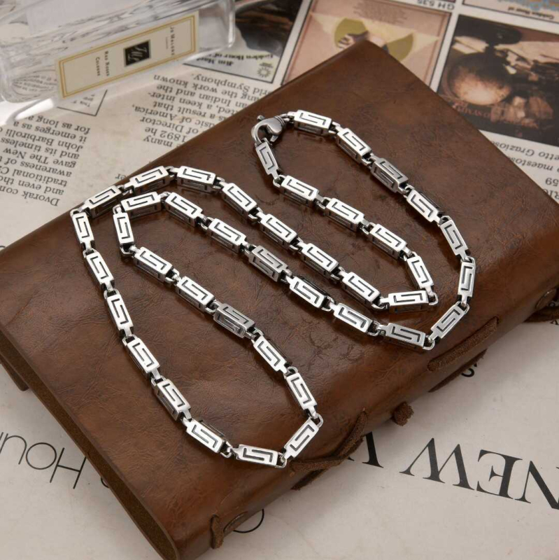 Ogrlica s japanskim i korejskim slovima – bakar, geometrijski stil, elektroplating, retro