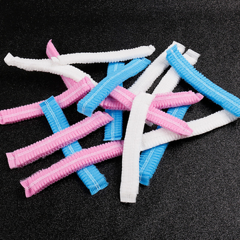 Jednokratna kapa od netkanog materijala s trakom, dvostruki rebrasti dizajn, obložena okruglim rubom, bez otvora za ventilaciju, za kućnu i tvorničku uporabu