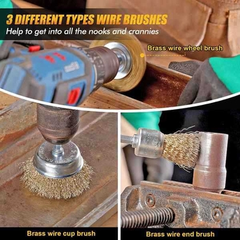 Set od 9 žičanih kotača za električnu bušilicu, uz štapove za brušenje i uklanjanje hrđe, bakrena žica i žica od nehrđajućeg čelika — model lb08-i500773414