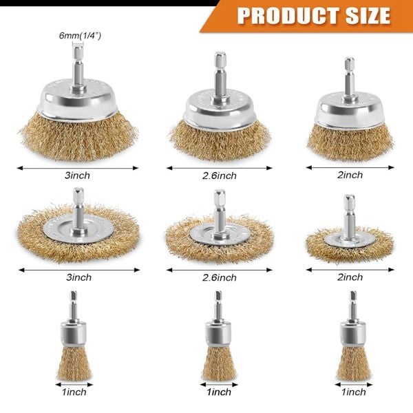 9 részes készlet elektromos fúróhoz való drótos kerekekkel, rudakkal a csiszoláshoz és rozsda eltávolításához, rézdrót és rozsdamentes acéldrót — modell lb08-i500773414