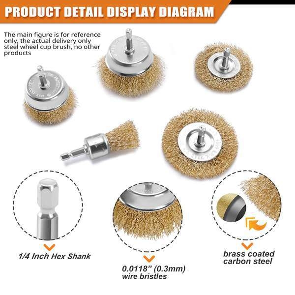 Set od 9 žičanih kotača za električnu bušilicu, uz štapove za brušenje i uklanjanje hrđe, bakrena žica i žica od nehrđajućeg čelika — model lb08-i500773414