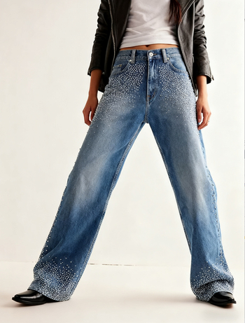 Džinsi no denima ar augstu elastību, Diamond Wash, kokvilnas-elastāna denims, taisnas piegriezuma, garas bikses
