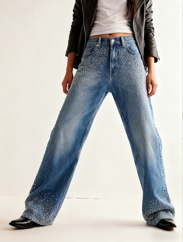 Džinsi no denima ar augstu elastību, Diamond Wash, kokvilnas-elastāna denims, taisnas piegriezuma, garas bikses