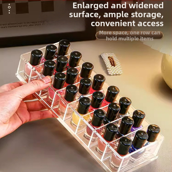 Stolna kutija za lak za nokte – 8 pretinaca, PS materijal, s pregradama, prozirna, kapacitet 1 L