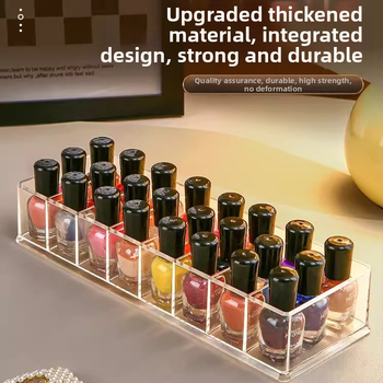 Stolna kutija za lak za nokte – 8 pretinaca, PS materijal, s pregradama, prozirna, kapacitet 1 L
