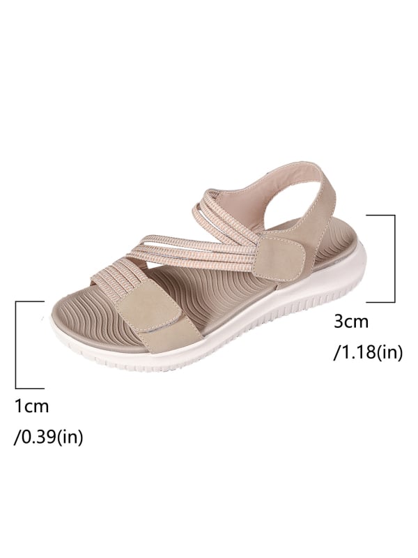 Αθλητικά σανδάλια με εθνοτικό μοτίβο, PU επάνω μέρος, δερμάτινη σόλα, στρογγυλή μύτη, ιμάντες εμπρός και πίσω