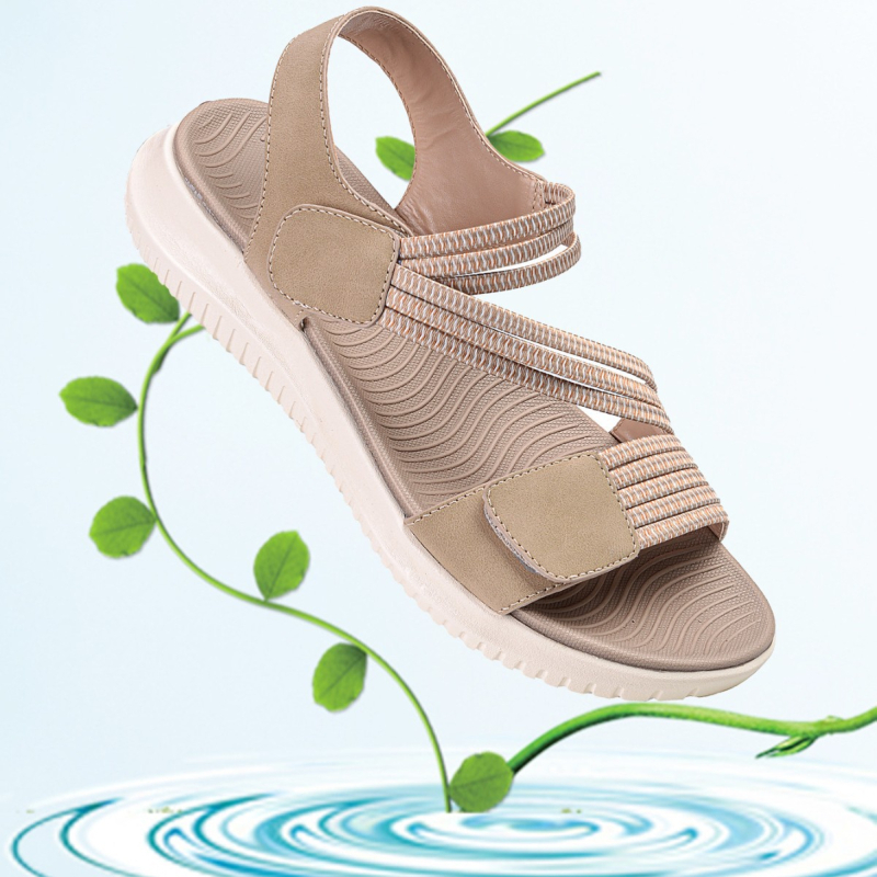 Αθλητικά σανδάλια με εθνοτικό μοτίβο, PU επάνω μέρος, δερμάτινη σόλα, στρογγυλή μύτη, ιμάντες εμπρός και πίσω